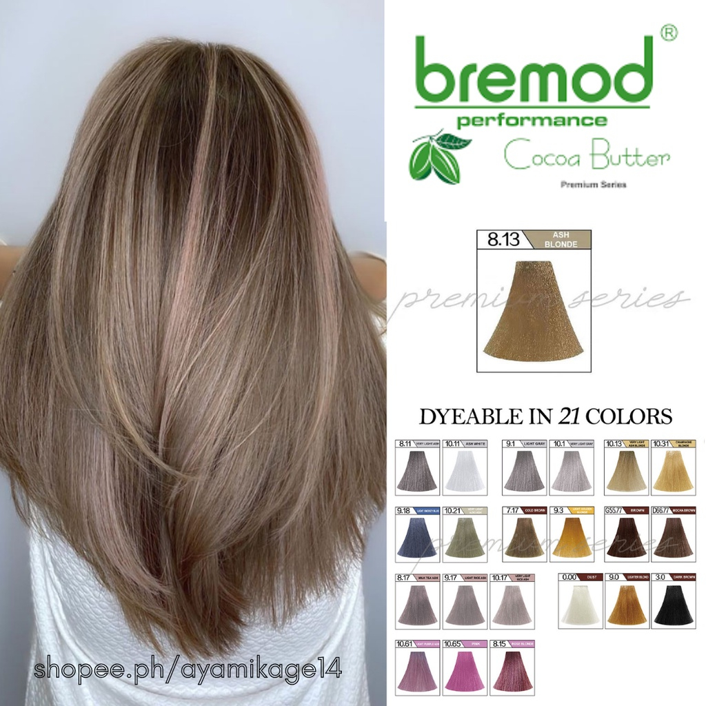 Bremod Premium Cocoa Butter Hair Color 813 Ash Blonde 100ml Shopee