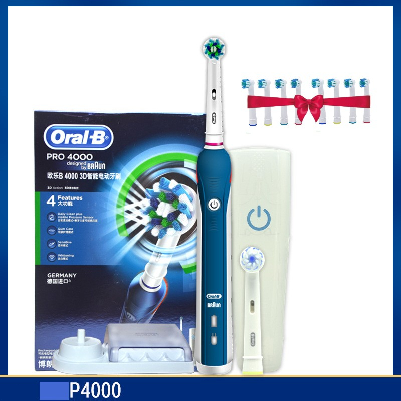 Oral B Electric Toothbrush Dental Brush Pro4000 Toothbrush 4 Cleaning ...