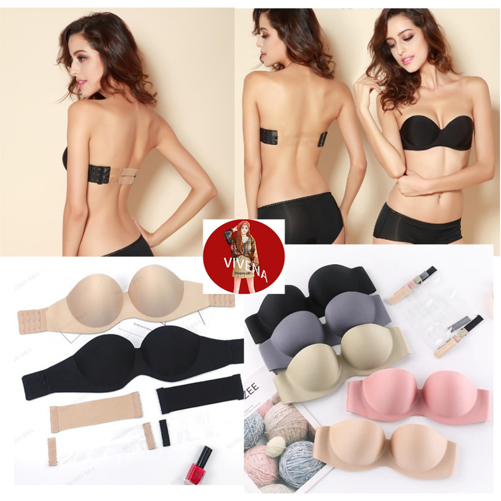 Vivena New Push Up Bra Strapless Seamless Bras 12 Cup Back Band Wedding Backless Invisible Bras 2075