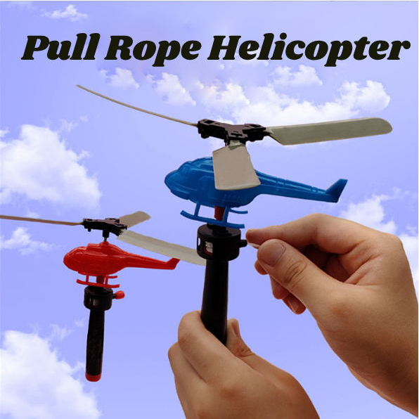 Pull Line Helicopter Toys for Kids Pull Rope Helicopter Flying Toy Outdoor Flying Toys Gift