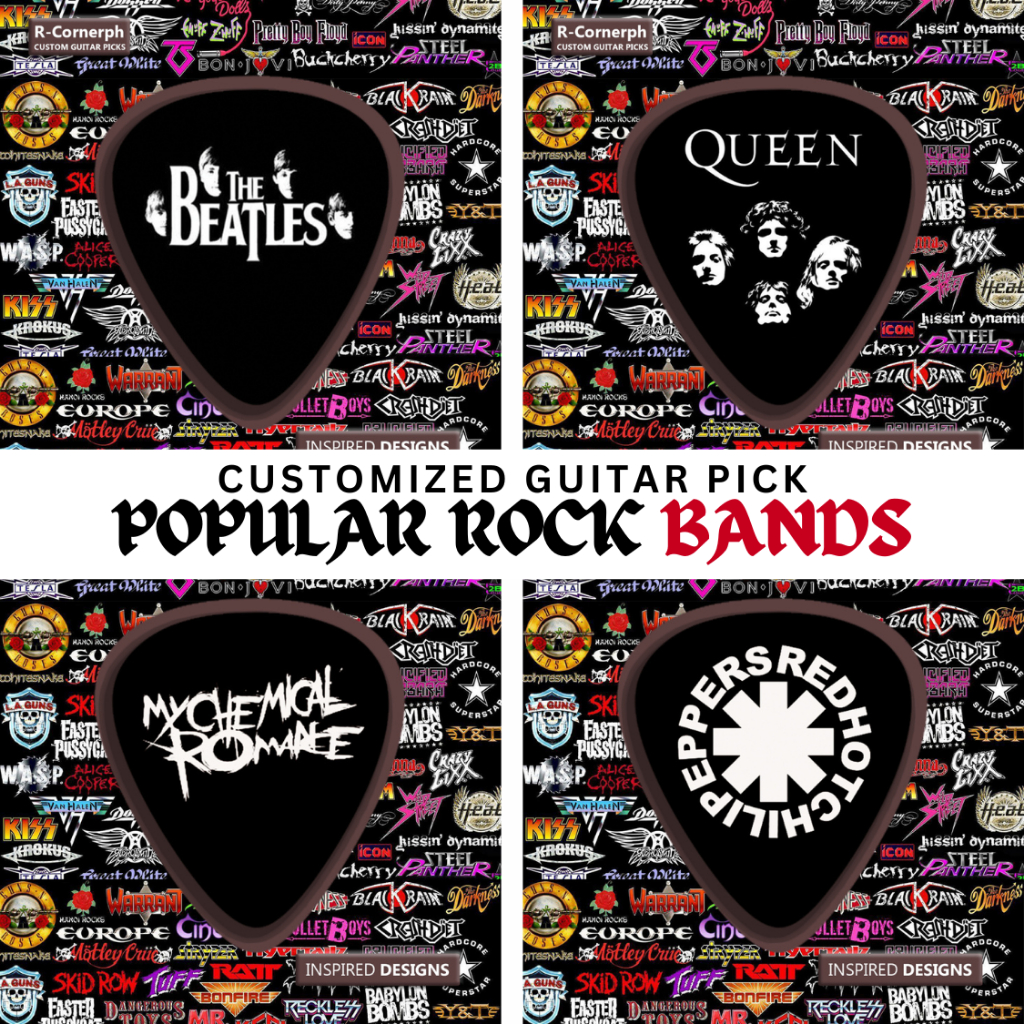 𝗣𝗢𝗣𝗨𝗟𝗔𝗥 𝗥𝗢𝗖𝗞 𝗕𝗔𝗡𝗗𝗦 Guitar Pick Customized choose your designs for Gift ...