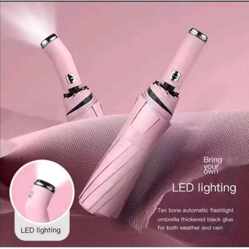 Personalized UV automatic Umbrella with LED Flashlight 10 ribs | Shopee ...
