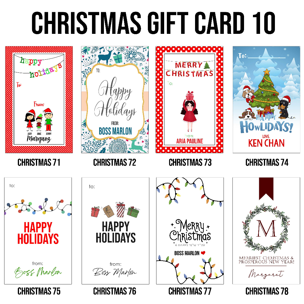 Personalized Holiday SET 10 GIFT CARD 2024 greeting card birthday card