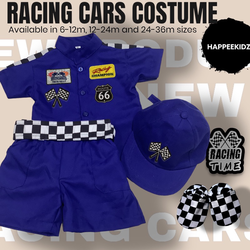 Racing Cars Costume For Kids Blue Polo And Shorts Terno Shopee