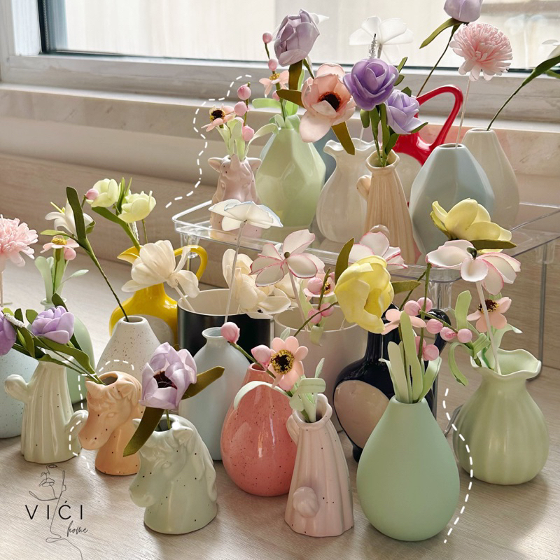 VIĆI FREE Flower Mini Pastel Minimalist Table Top Ceramic Flower Pot ...