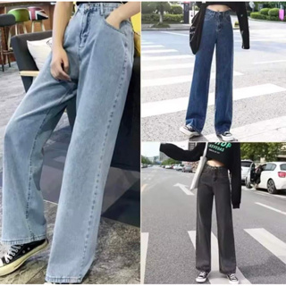 Trendy Black Color High Waist Baggy Mom Jeans Staright Denim Pants G1853  (JF)