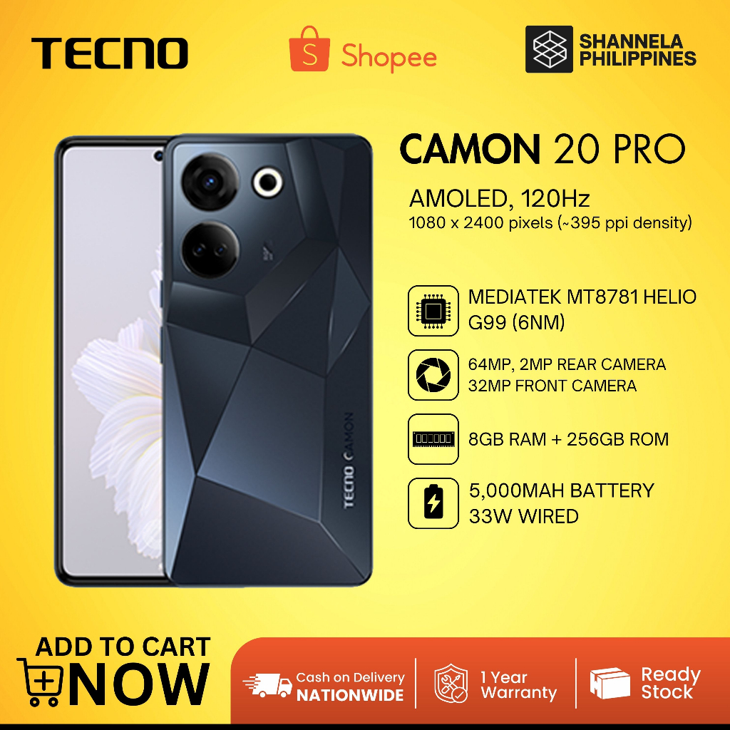 TECNO Camon 20 Pro | 8+256GB | 1 Year Local Warranty | Shopee Philippines