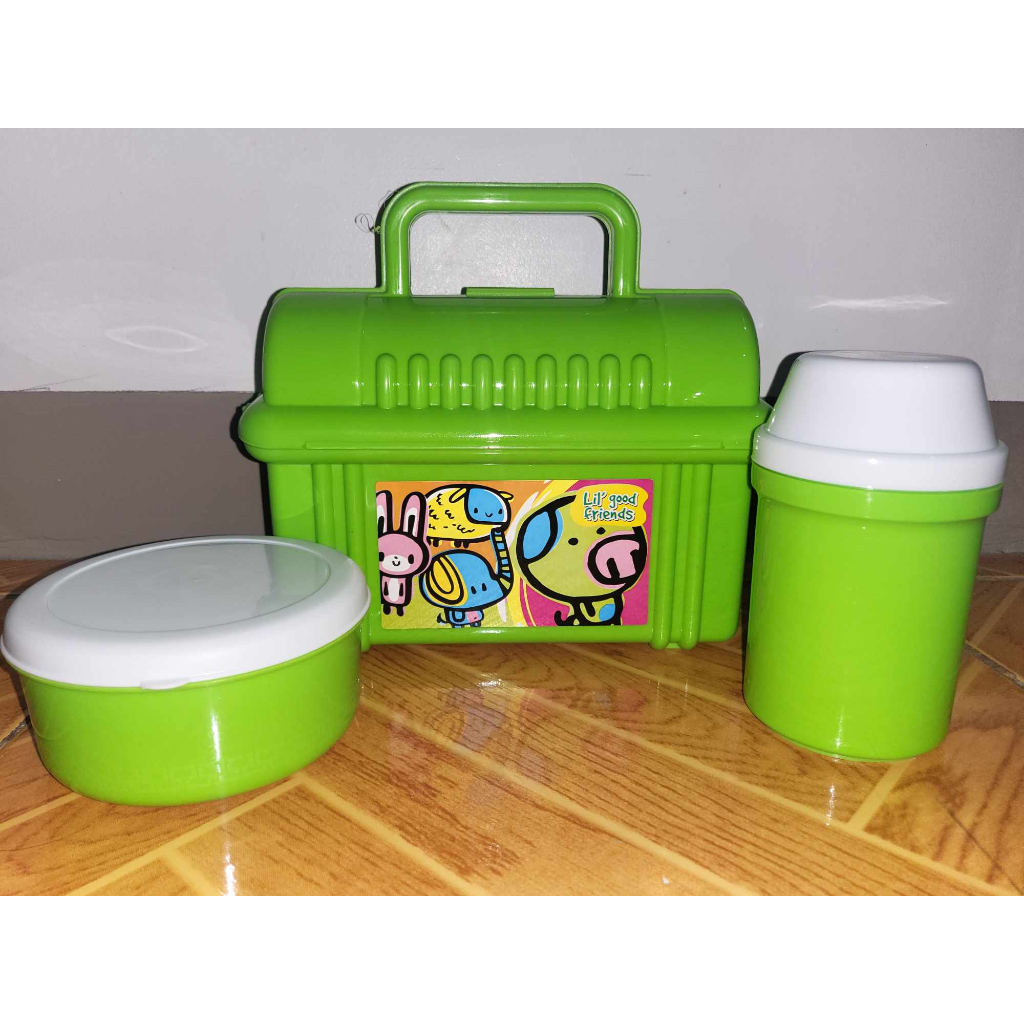 New school lunch box with handle - with covered water & food container ...