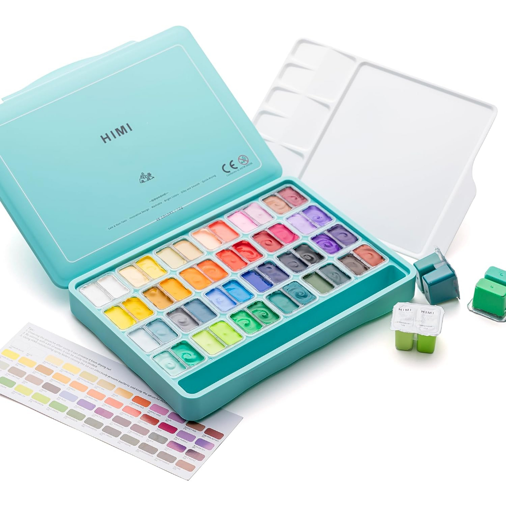 Miya Himi HIMI Twin Cup Jelly Gouache Paint Set, 48 Colors 12g, Jelly ...