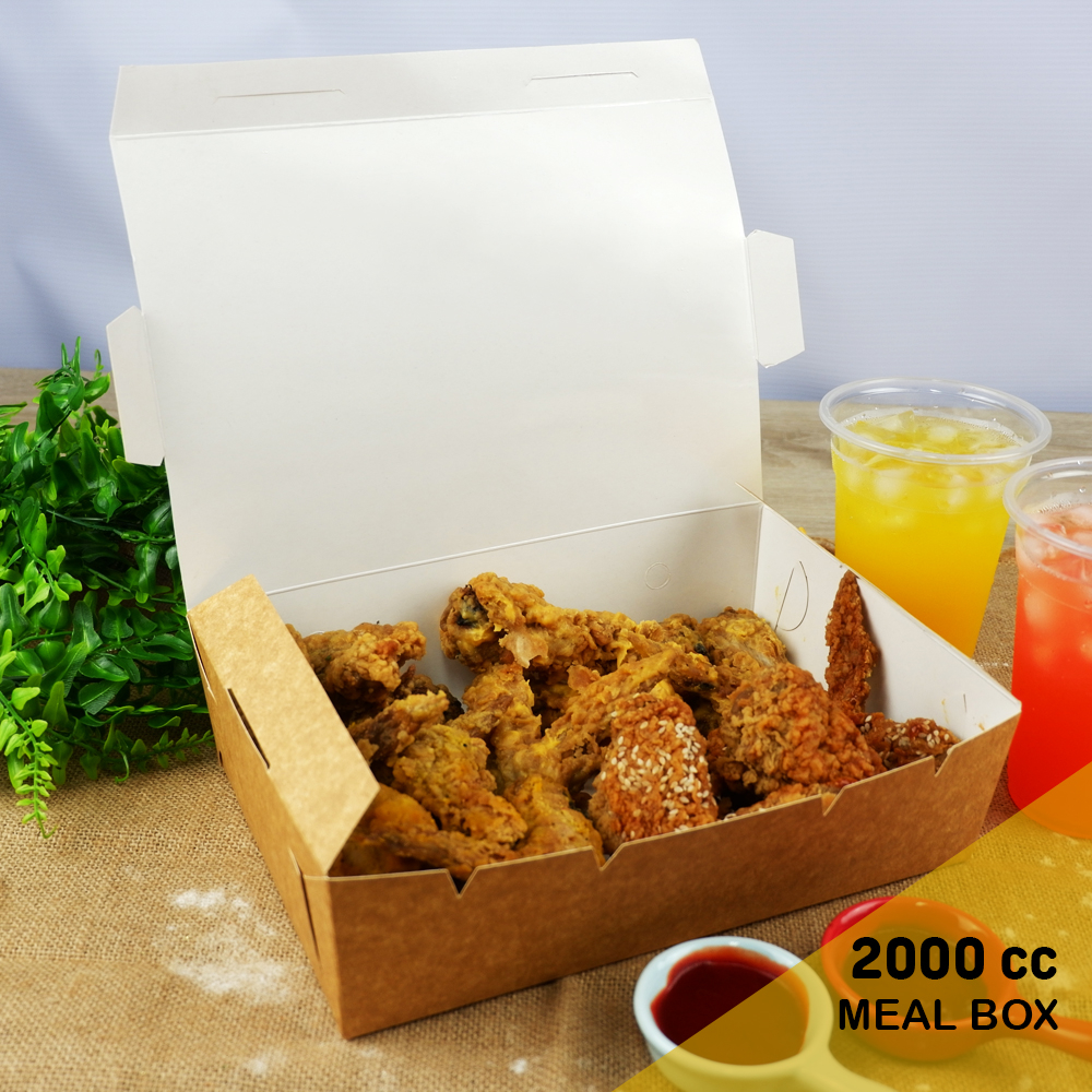 25 pcs.- Paper Meal Box Packaging (Carrier) / 2000 CC Meal Box/ Chicken ...