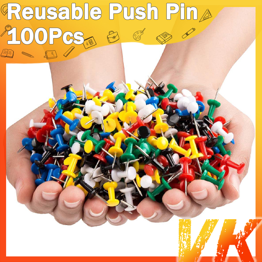 VK 35-100pcs/box Push Pins Thumb Thumbtack Board Pins Drawing Photo ...