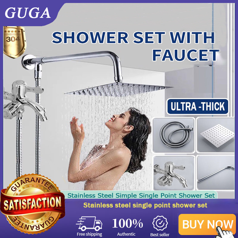 GUGA shower set stainless steel top spray shower single point with ...