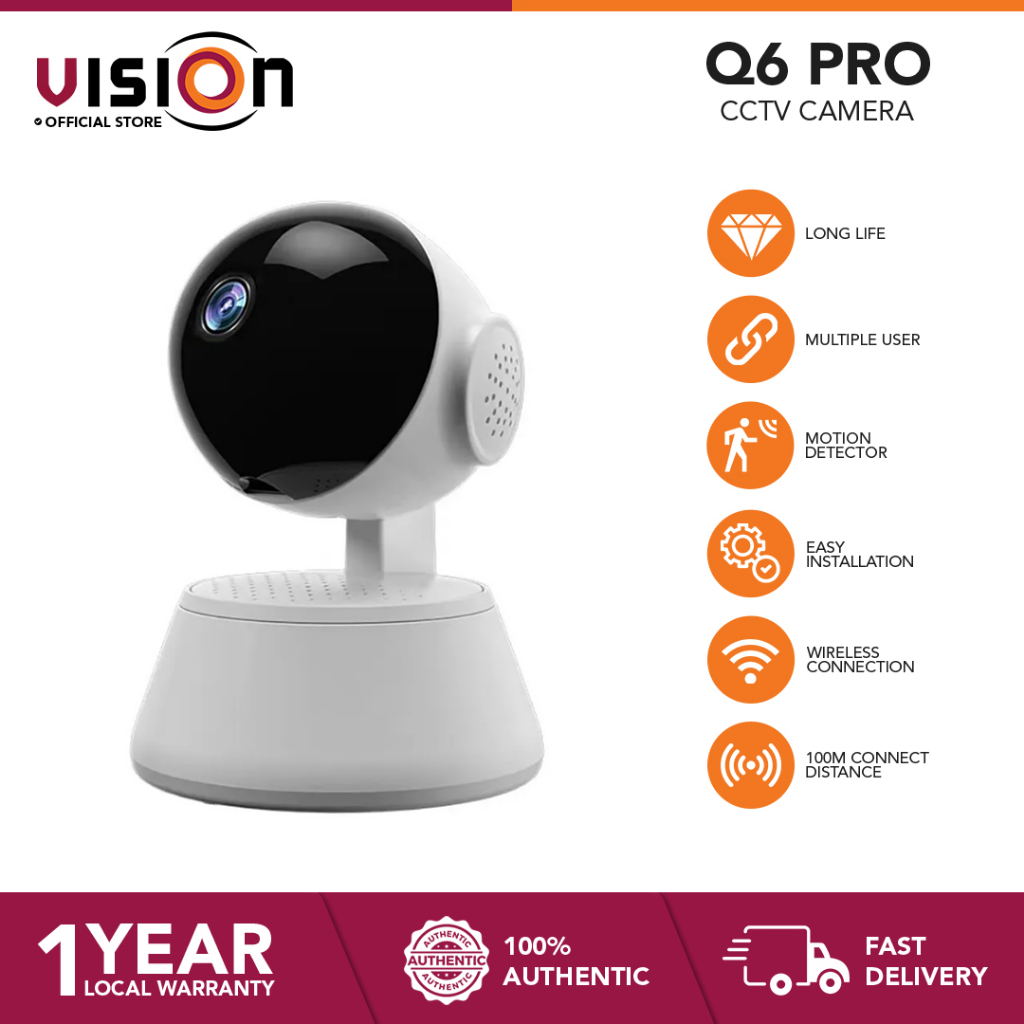VISION Q6 PRO 1080P Smart Security IP Camera 360°3D Panoramic HD WiFi ...