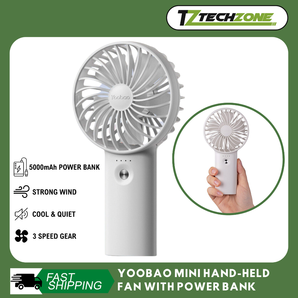 TECHZONE YOOBAO F3 Pro Mini HandHeld Fan 2 in 1 With 5,000 Power Bank