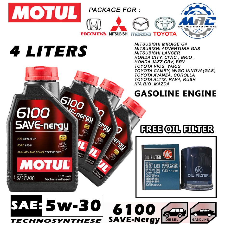 Motul 5L Technosynthese Engine Oil 6100 SYNERGIE+ 10W40 4X5L