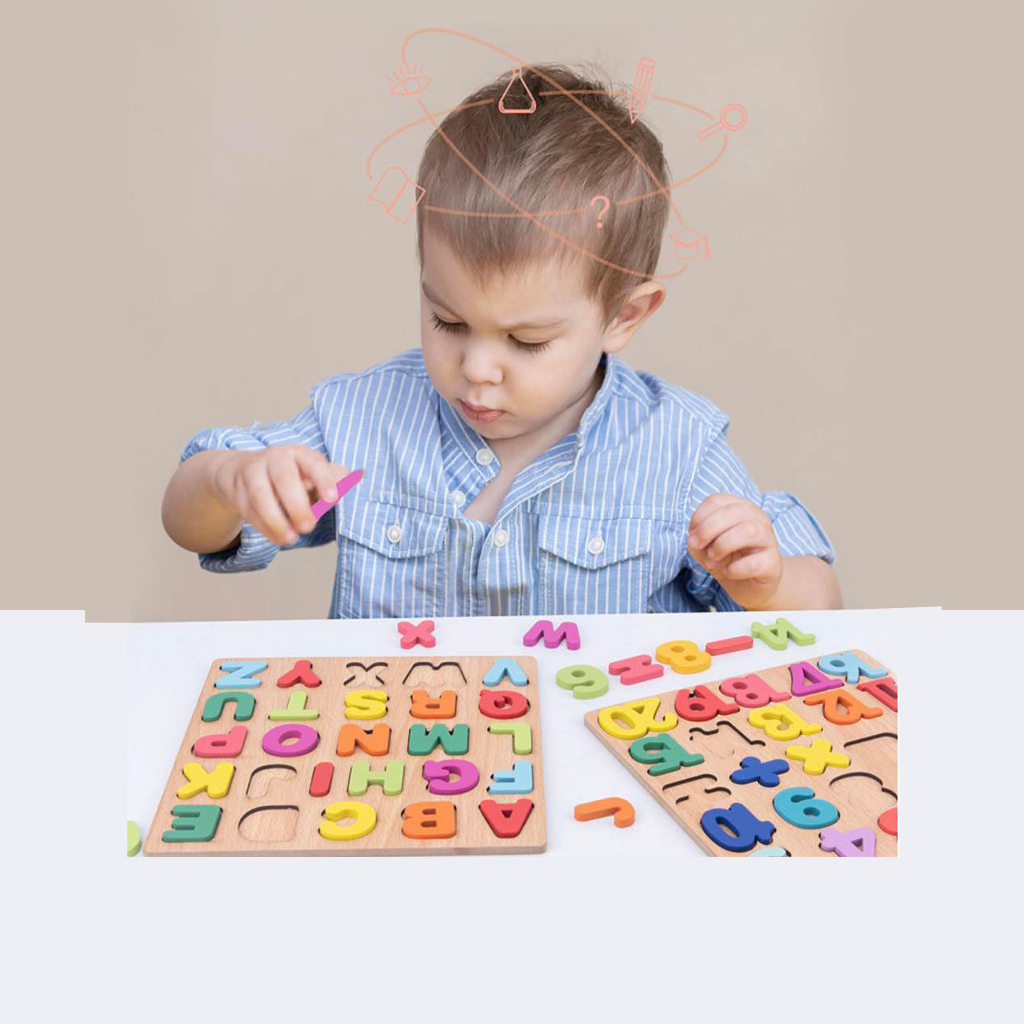 Kids Learning Toys Wooden Alphabet Number Puzzles Educational