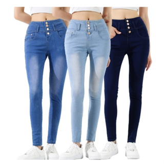 Four Buttons Super High Waist Slim Jeans