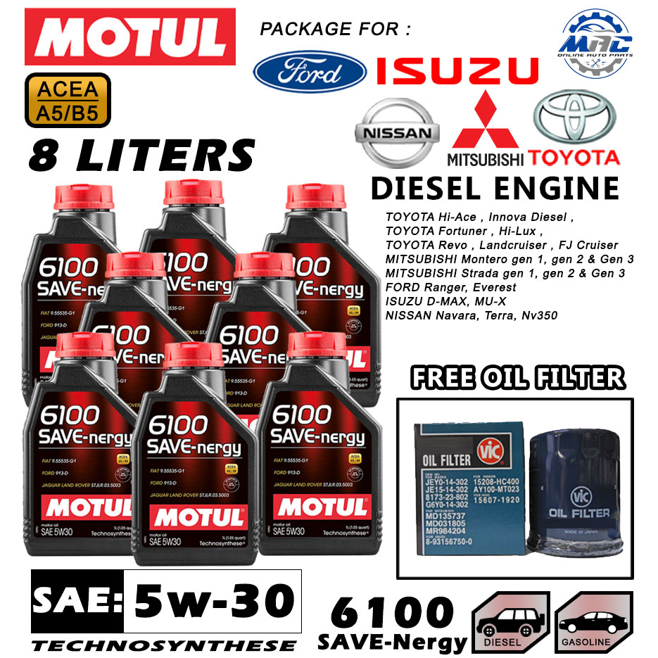 Motul 6100 Save-Nergy 5w-30 8 liters Advanced Technosynthese PACKAGE ...