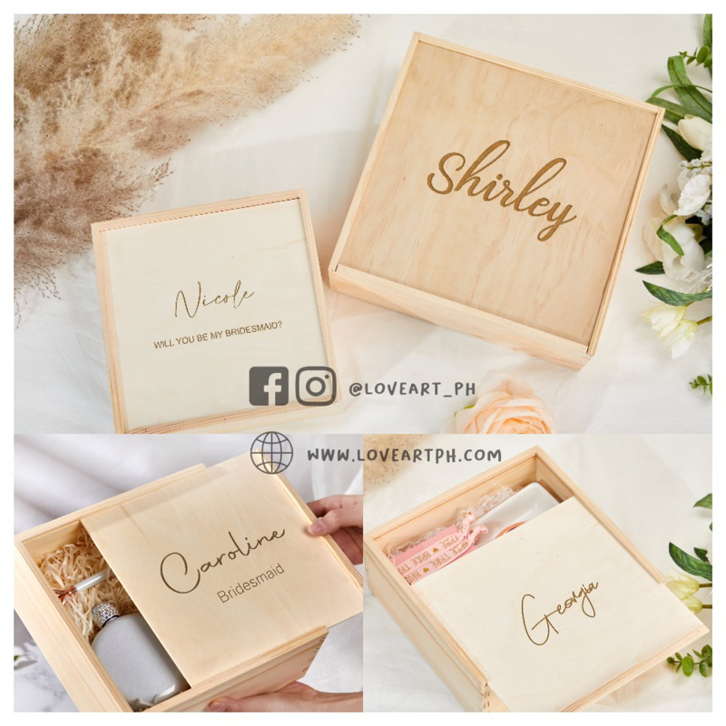 Empty Bridesmaid Proposal Wooden Boxes | Engraved Personalized Gift ...
