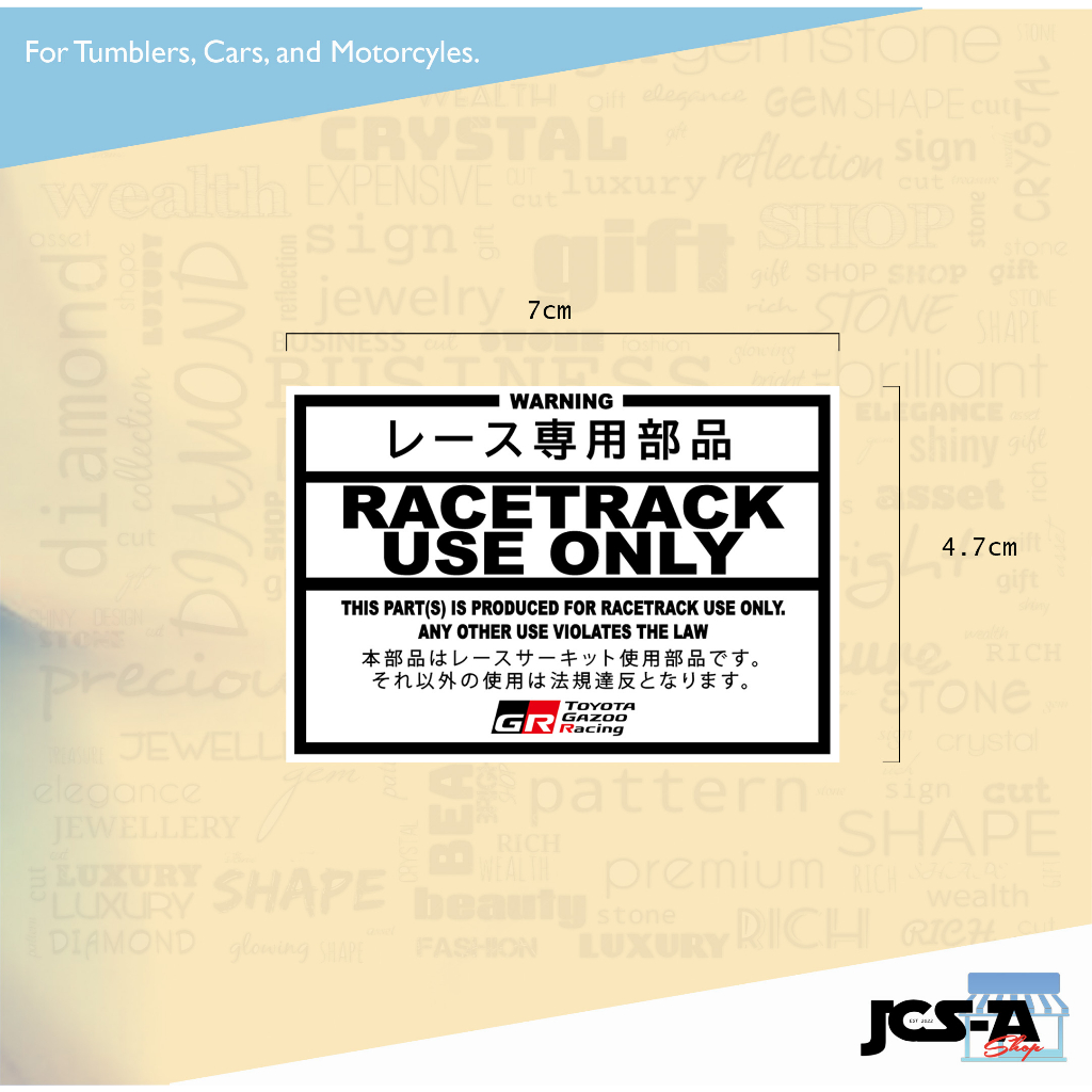 JCS_ Toyota Mitsubishi Honda Racing Only Warning Sticker | Shopee ...