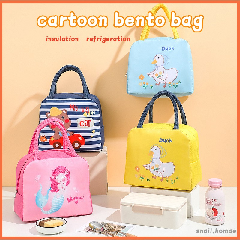 Cute Cartoon Lunch Bag Canvas Bags Fresh Handbag Thickened aluminum