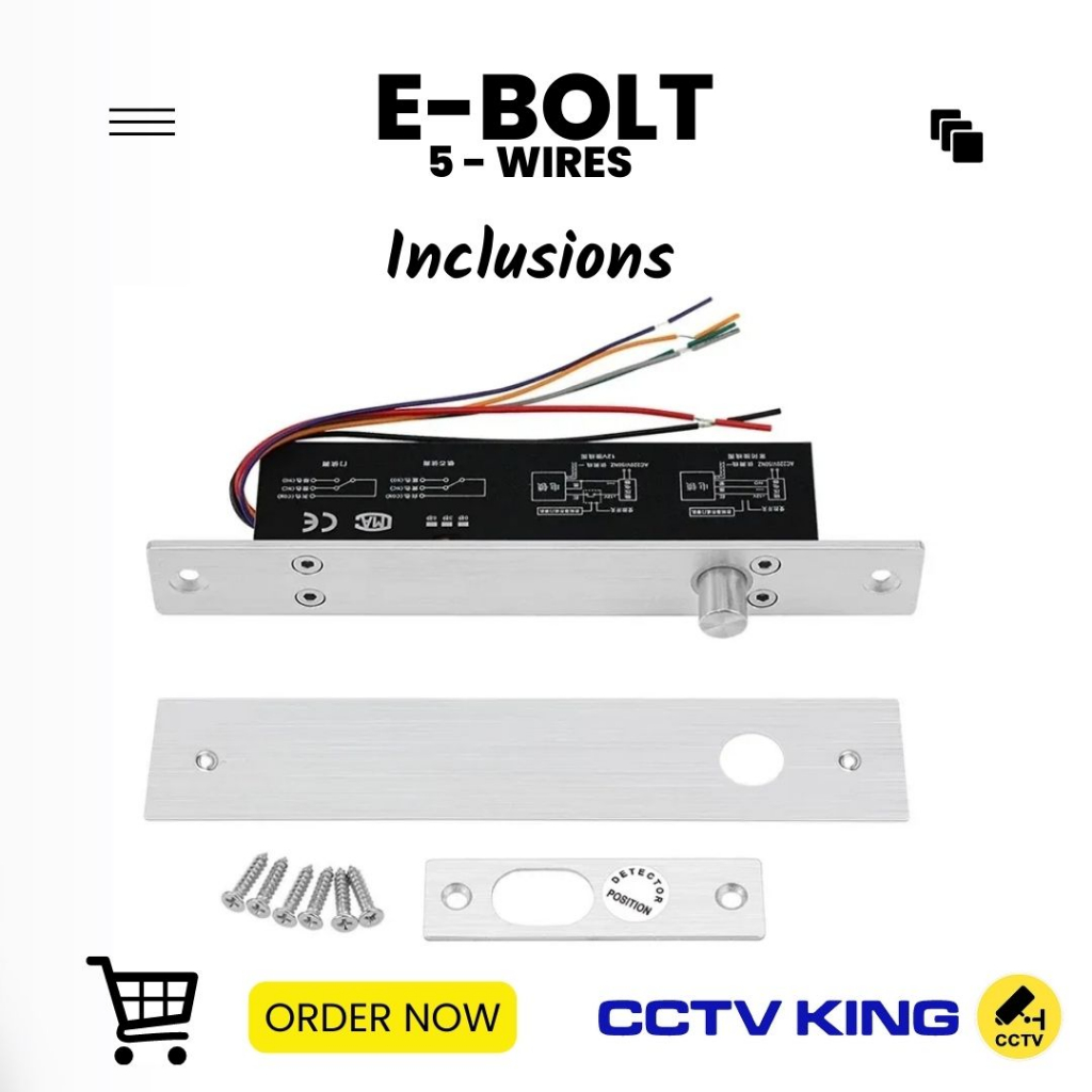 Ebolt, Electric Bolt Lock, Deadbolt, 5 wires DC12V Electric Lock NC/NO Output With