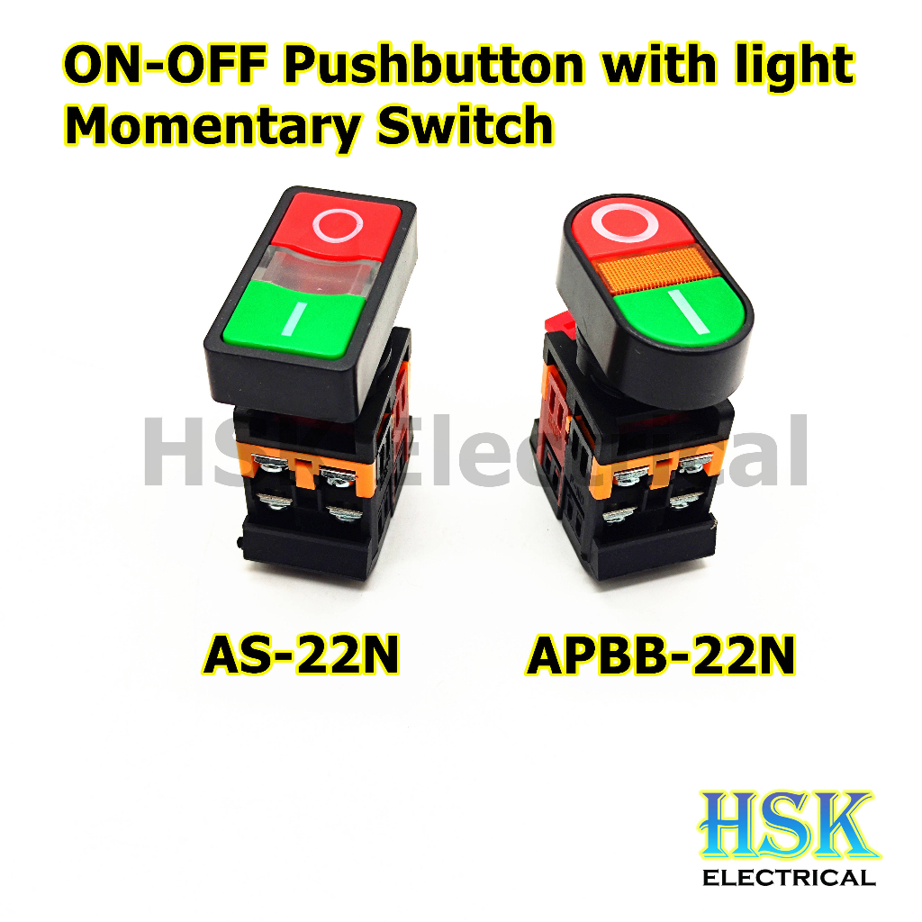 APBB-22N/AS-22N Momentary Pushbutton ON-OFF With Light (220VAC ...