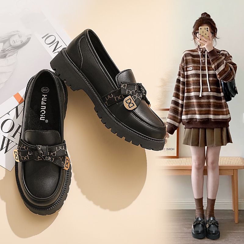 Fashion shoes black shoes #1500 College school shoes fashion Korean ...