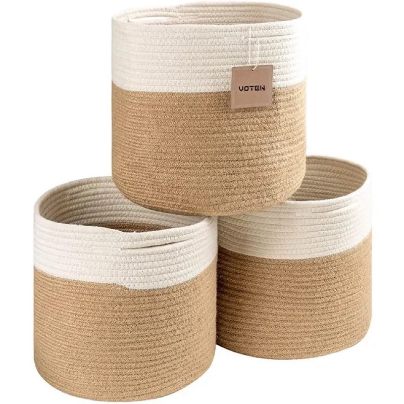 Woven Cotton Rope Basket Organizer With Handle Shopee Philippines