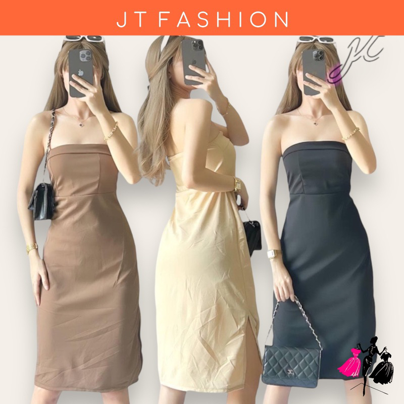 JT Elise Regular Crepe Tube Plain Mini Dress | Shopee Philippines