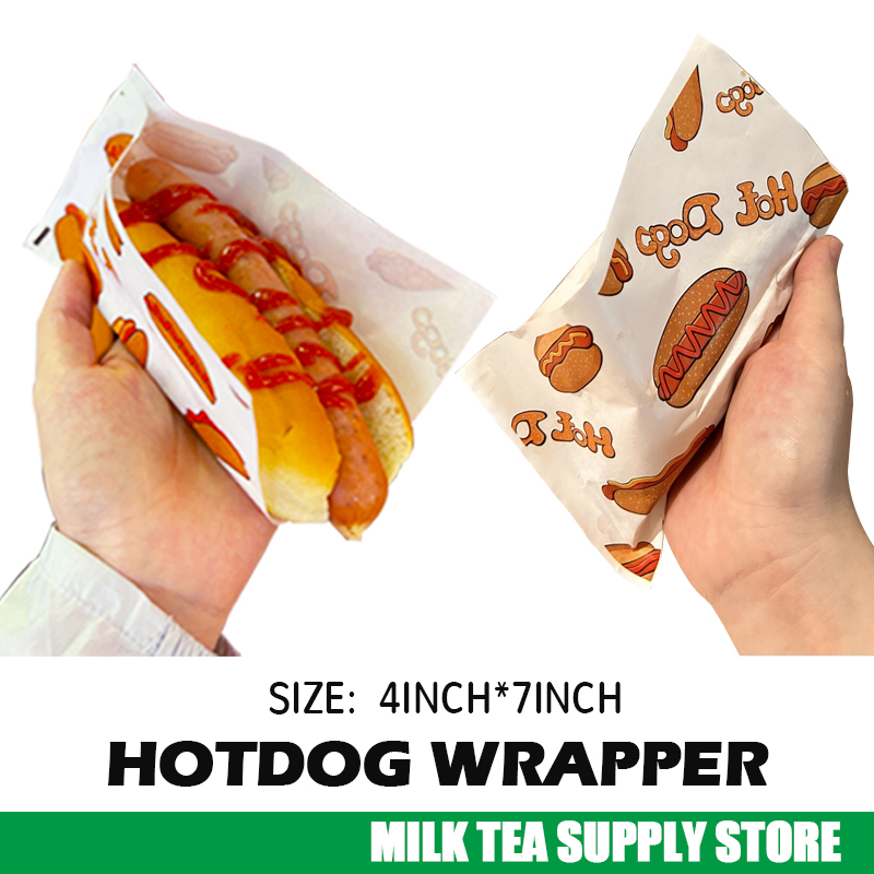 100pcs Hotdog Paper Wrapper Disposable Snack Pancake Greaseproof Paper ...