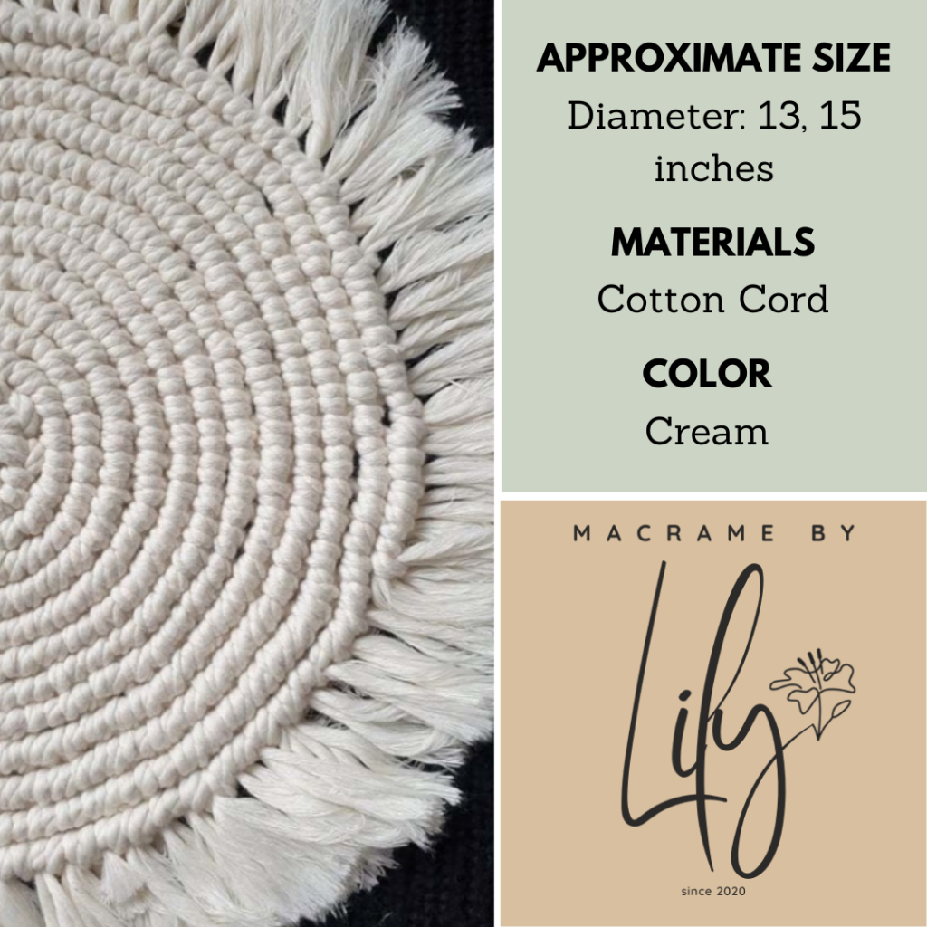 Macrame Round Placemat, Handmade Macrame Mat /Macrame by Lily | Shopee ...
