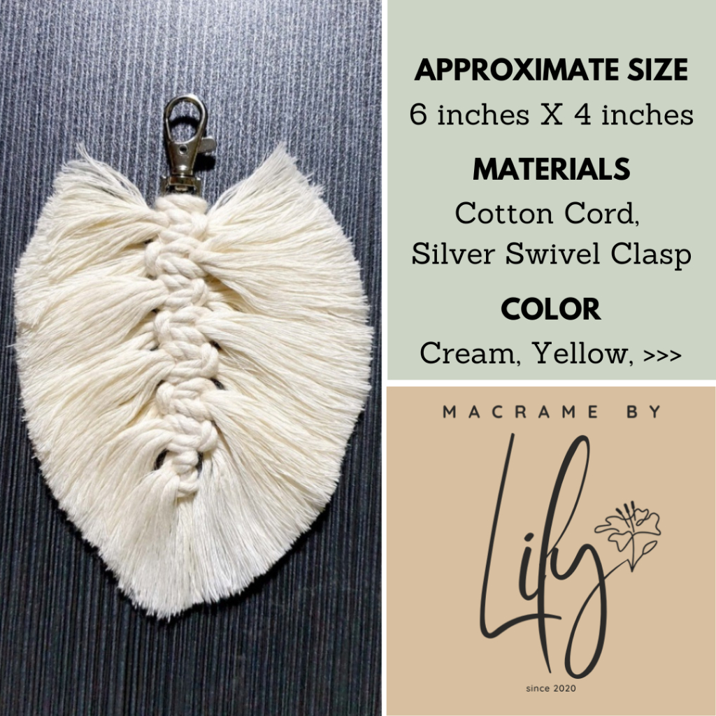 Macrame leaf keychain deals