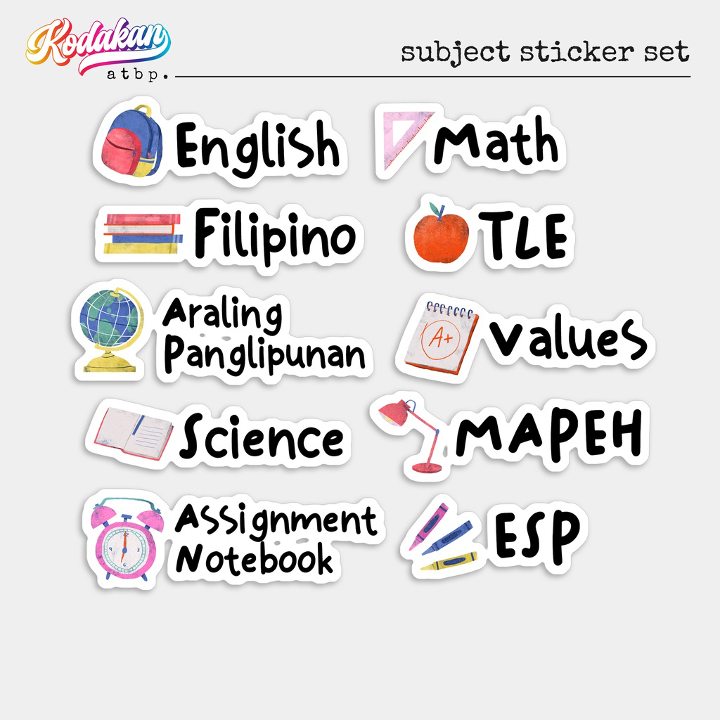 [HIGH QUALITY] Subject Stickers for School Notebooks [SET] Waterproof