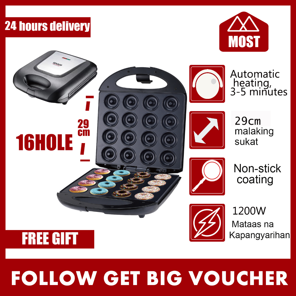 16 Löcher Donut-Maschine 1400W - Elektrischer Donut Maker Für Zuhause