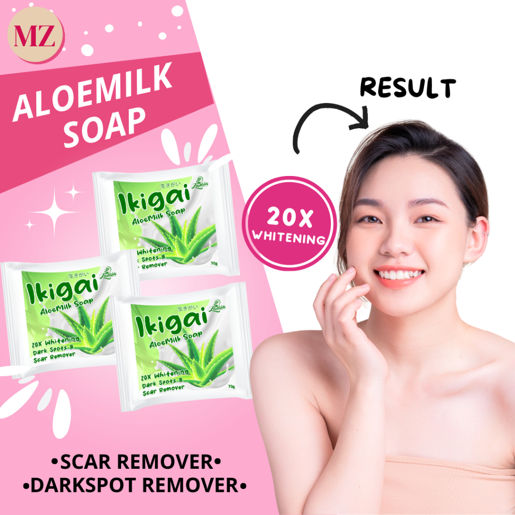 3 pc Ikigai Aloemilk Whitening Soap Face & Body Moisturizer Pekas Warts