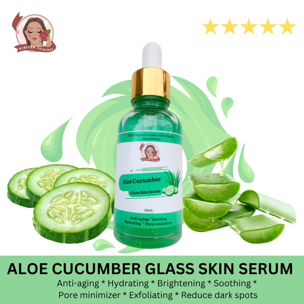 Blossom Skincare Aloe Cucumber Glass Skin Serum Hydrating Brightening