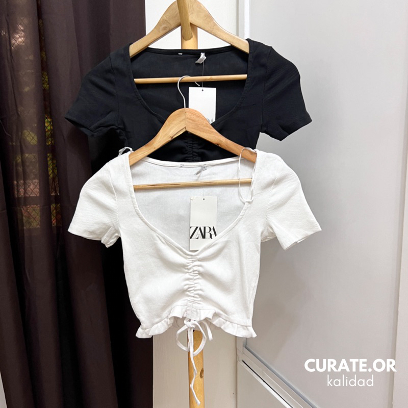 ZARA Ruched Crop Top (Original Overruns) Shopee Philippines