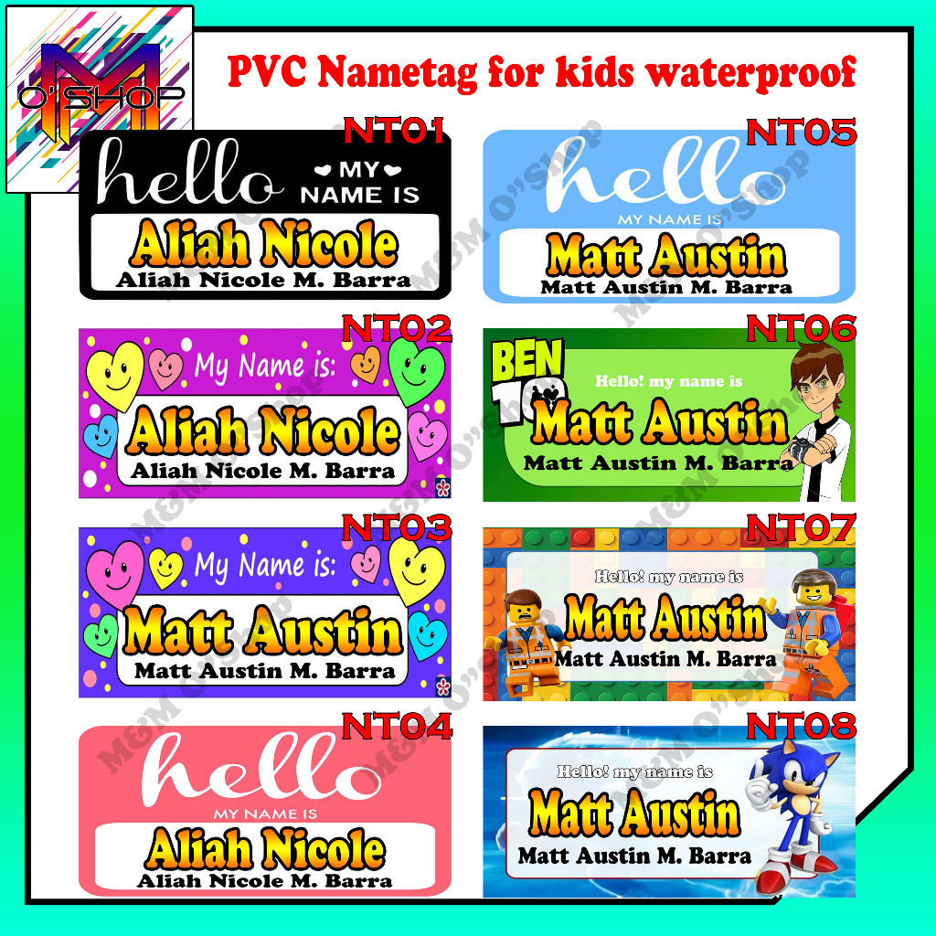 PVC Name tag for kids waterproof with ID Lace nameplate customized ...