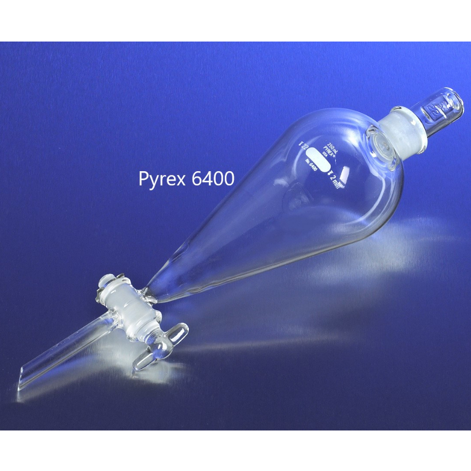 Original PYREX Separatory Funnel, Glass, Heavy Duty, For Laboratory Use