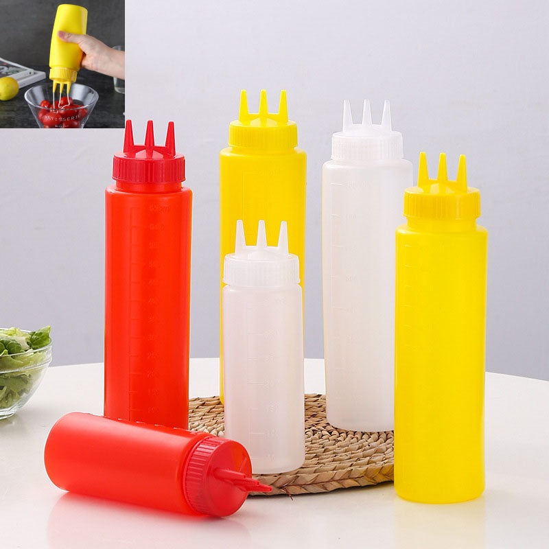 Ketchup Squeeze Bottle 3 Hole Plastic Condiment Squeeze Squirt Bottles