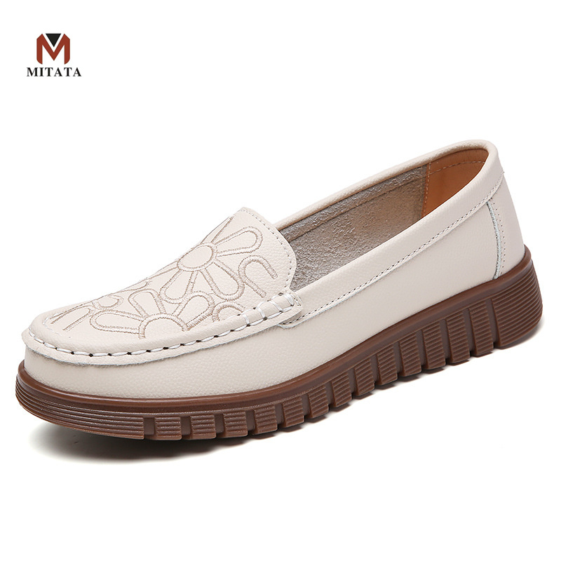 MITATA Comfort Leather Loafers Women Shoes | Shopee Philippines