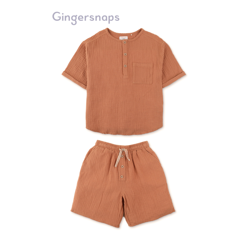 Cranberry Gingham ~ Boy’s Lionheart Henley main image 0