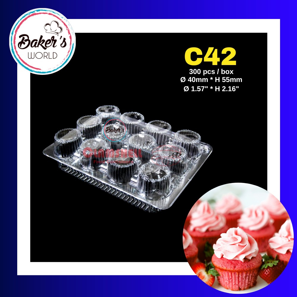 C42 Clear Clamshell Cupcakes or Pastry Container Shopee Philippines