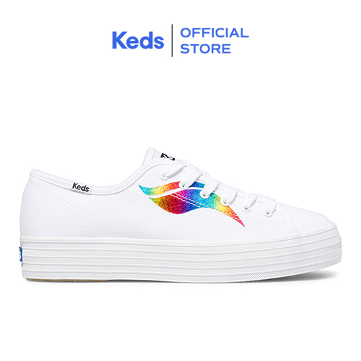 Keds Women s Triple Kick Canvas Rainbow Wave White Multi WF64032 Shopee Philippines