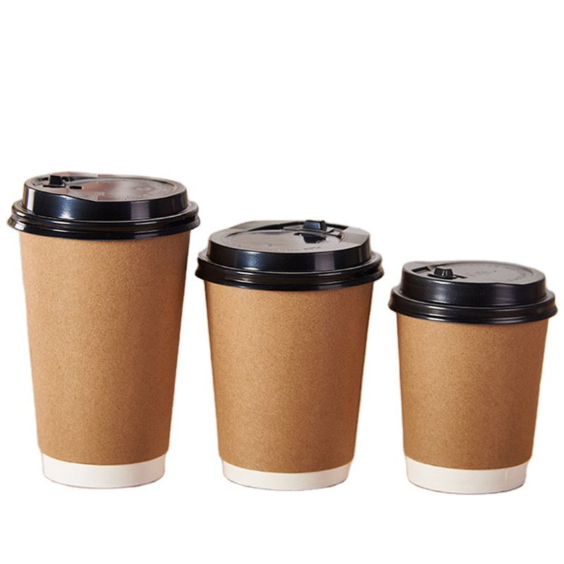 25pcs/8oz 12oz (16oz/20pcs) 90mm double wall paper cup kraft/Coffee Cup ...