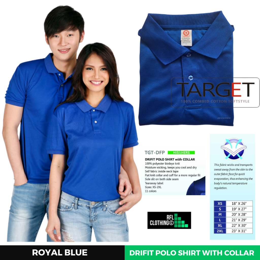 RFL Drifit Polo Shirt Target With Collar Men Women Unisex Plain Formal Sublimation Athletic