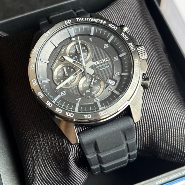 Seiko SSB327P1 Chronograph Tachymeter Black Dial Black Rubber Watch For Men Shopee Philippines