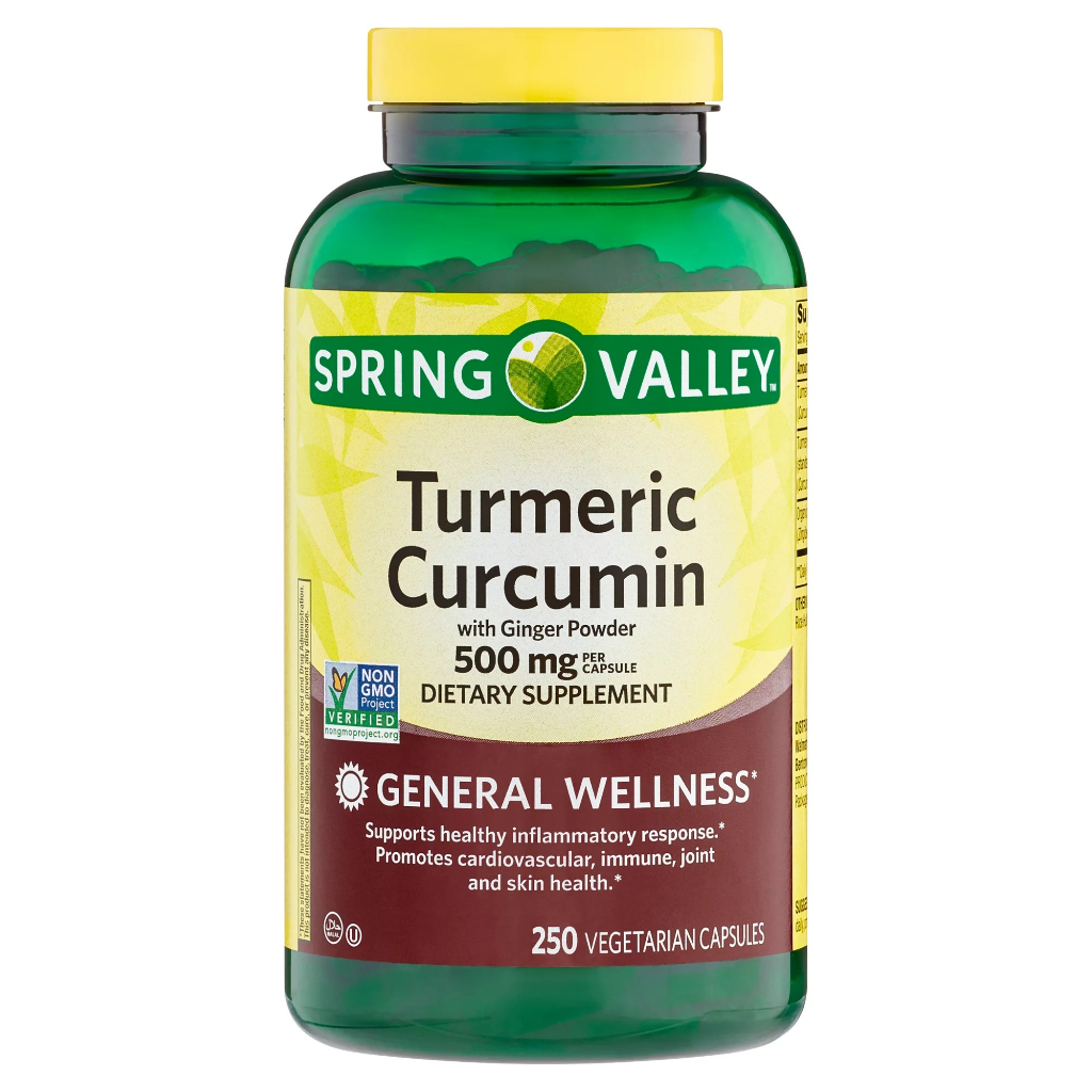Spring Valley Turmeric Curcumin with Ginger Powder 500 mg 250 Capsules