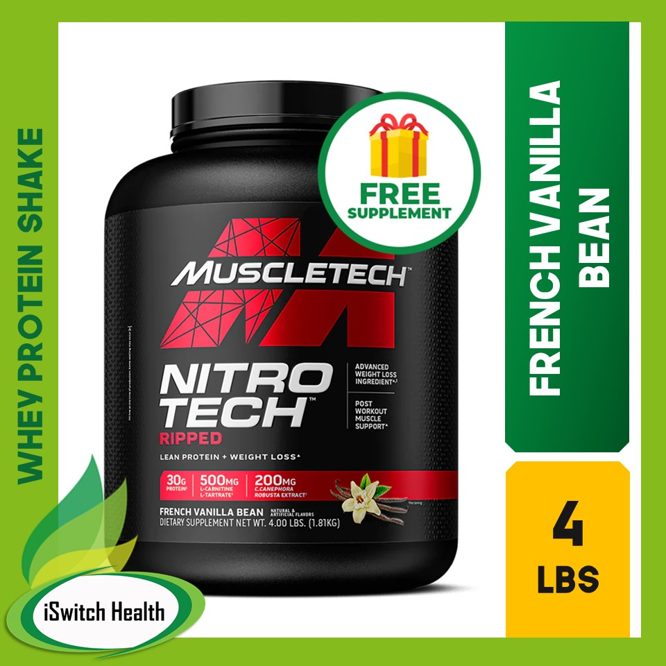 Muscle Tech Nitro-Tech Ripped - 4lbs French Vanilla Bean | Whey Protein ...